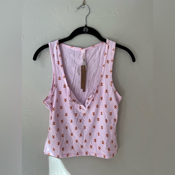 SKIMS Other - SKIMS SLEEP HENLEY TANK TOP CHERRY BLOSSOM GINGERBREAD M